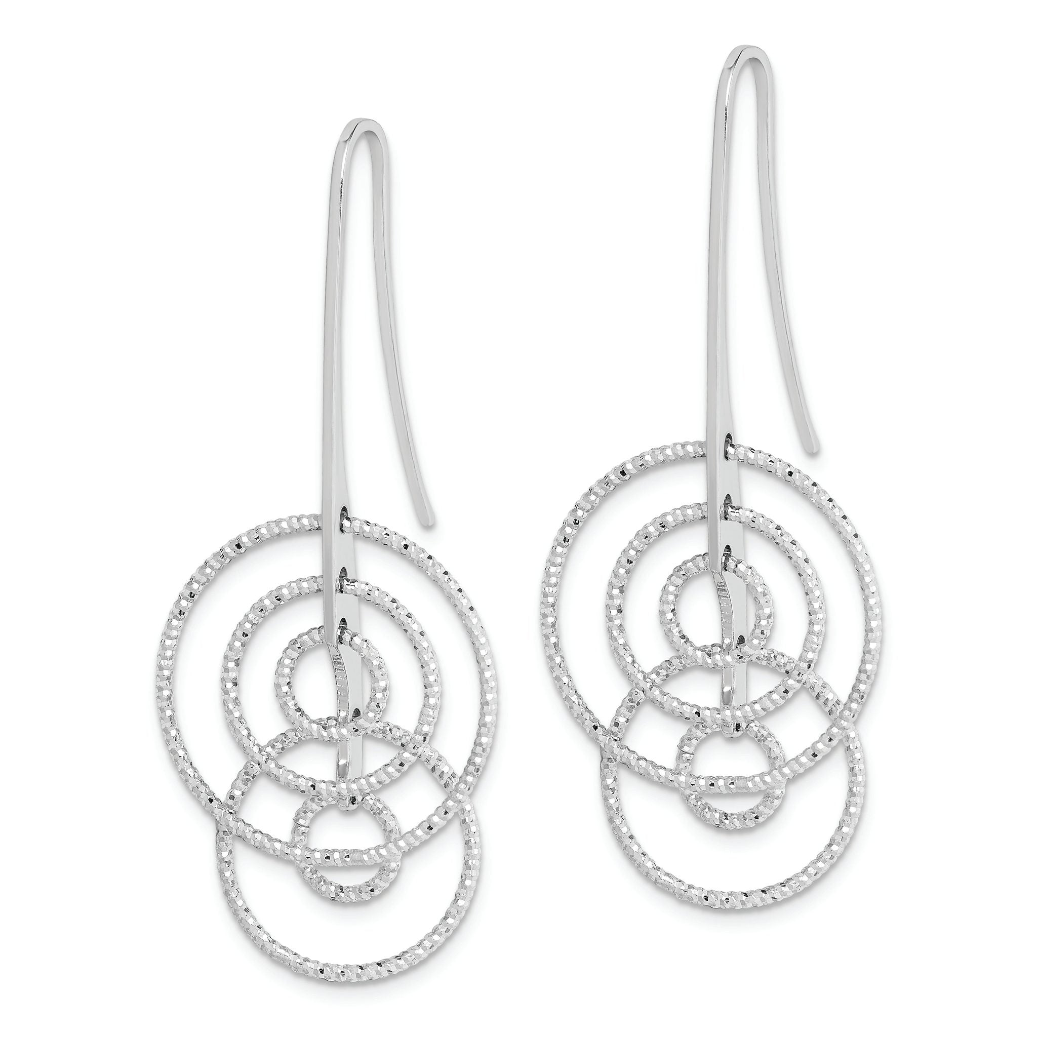 Sterling Silver Rhodium Plated D/C Circles Dangle Earrings Secondary image