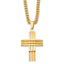Stainless Steel Gold-Tone Men's Cross Pendant Necklace with Polished Finish