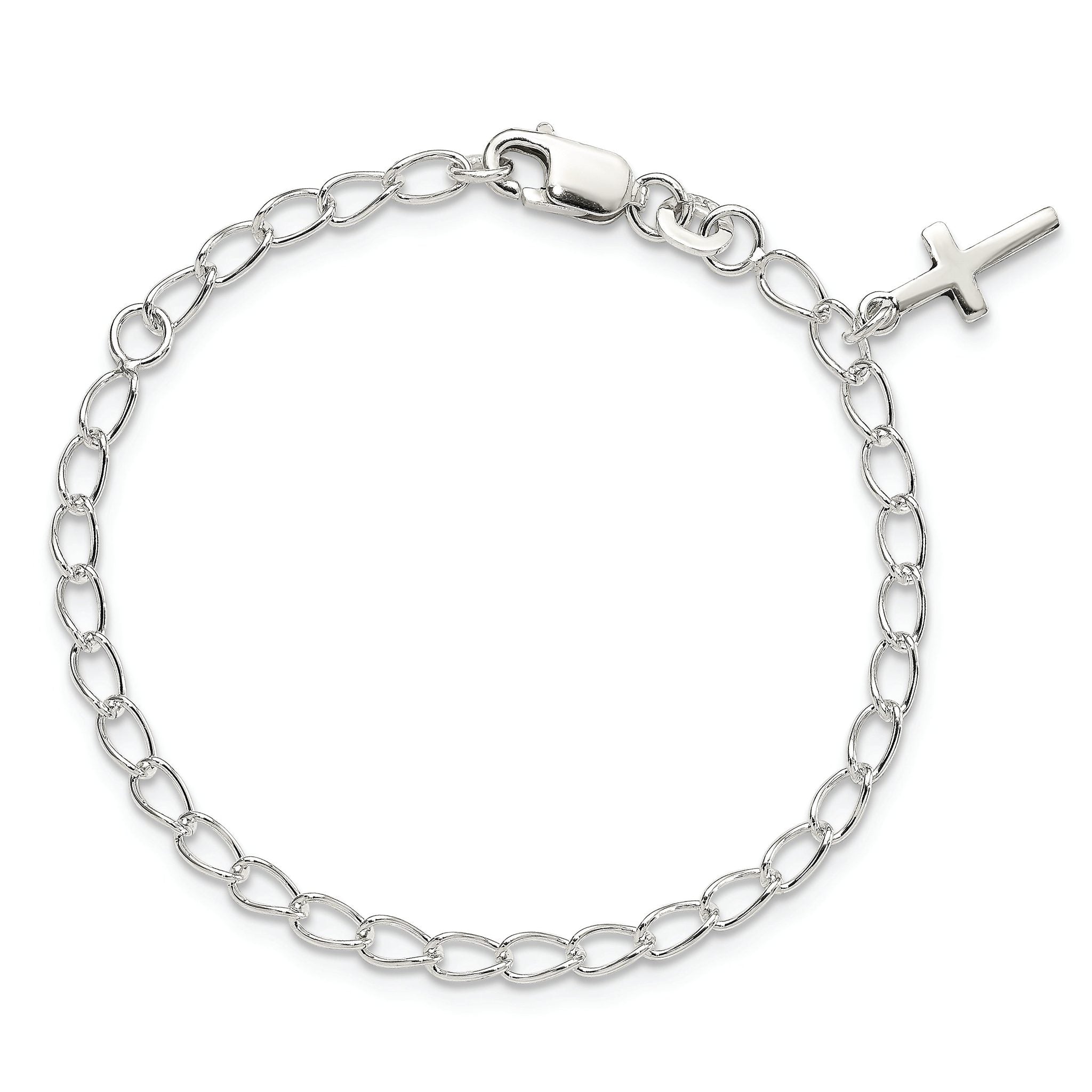 Latin Cross Charm Bracelet in Sterling Silver