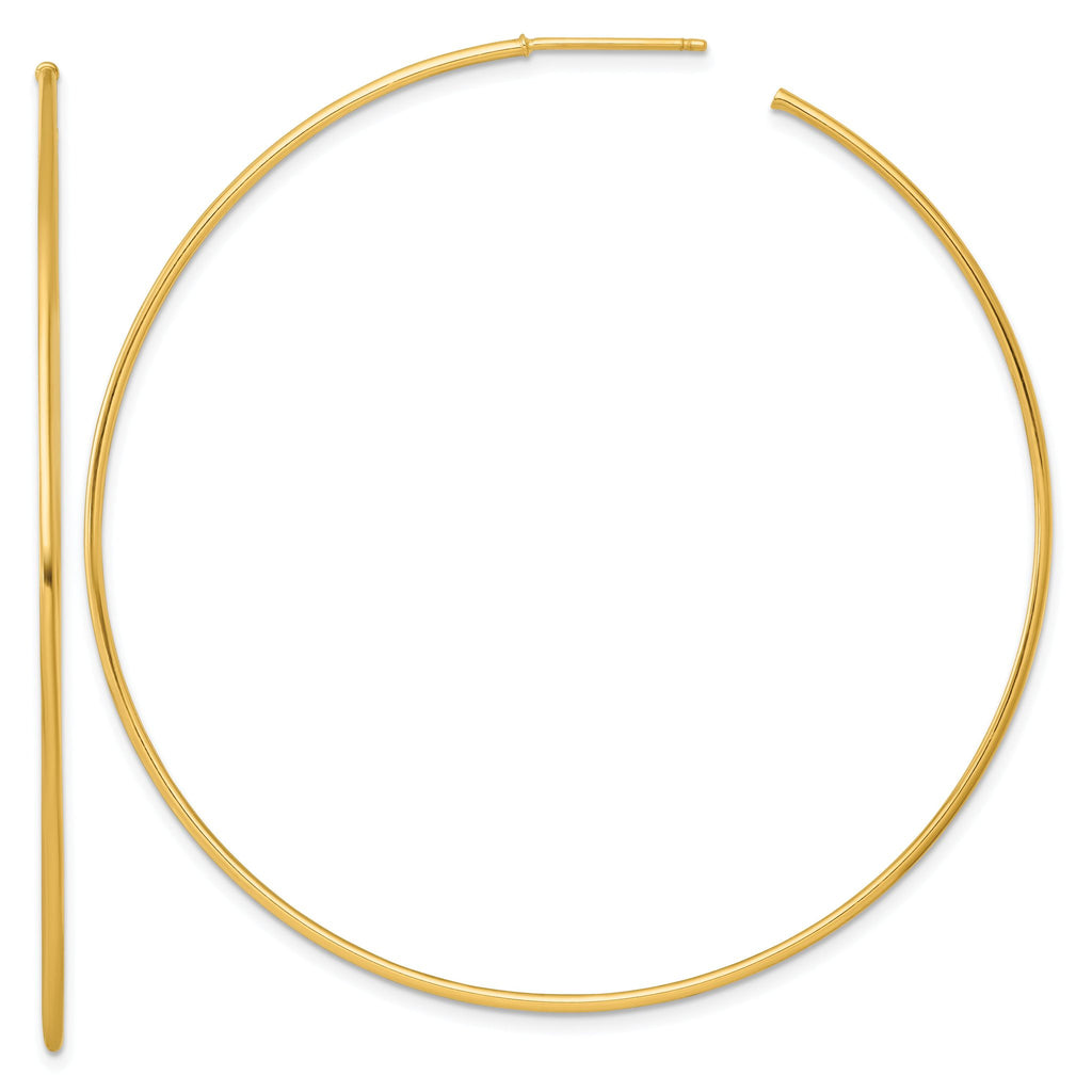 14k Polished 1.2 x 65mm Solid C-Hoop Post Earrings