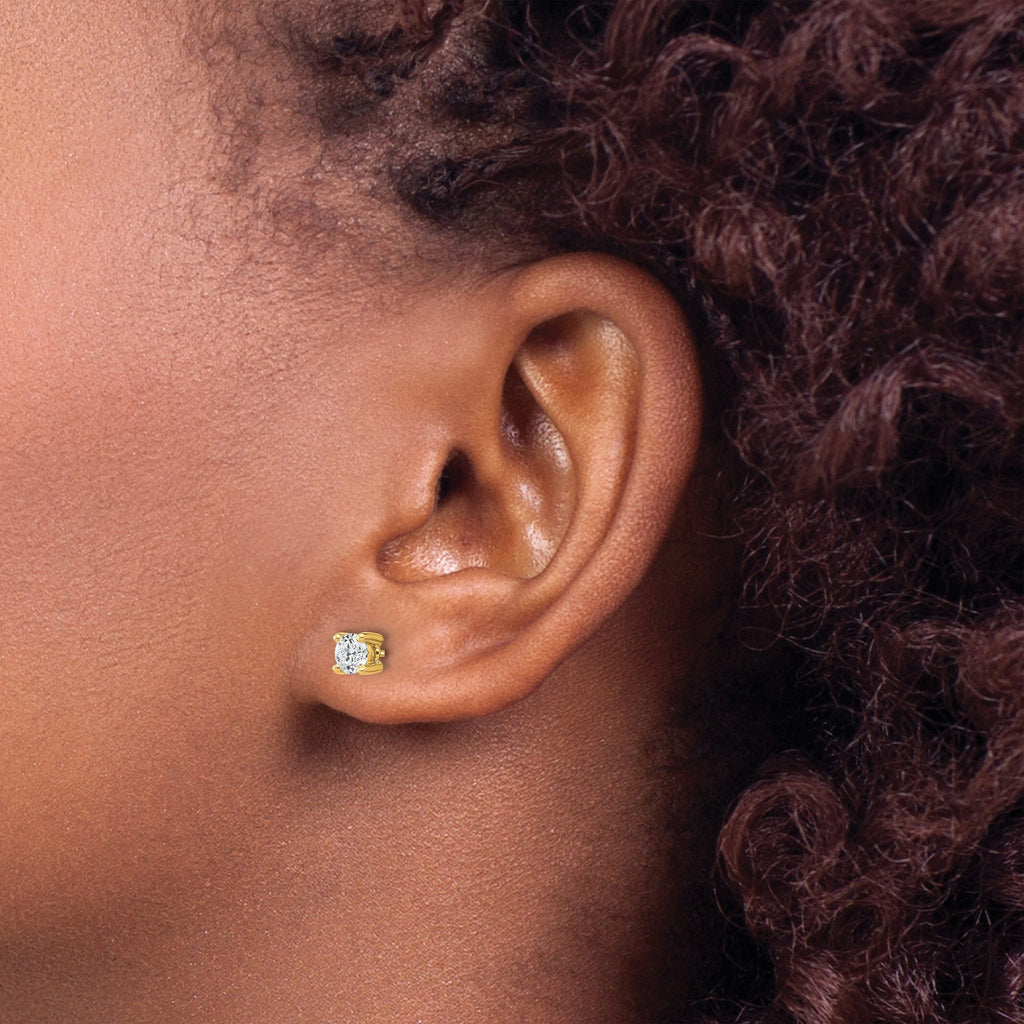 14K Yellow Gold 1/2 ct Certified Lab-Created Diamond VS/SI+ G+, 4-Prong Screw-Back Stud Earrings