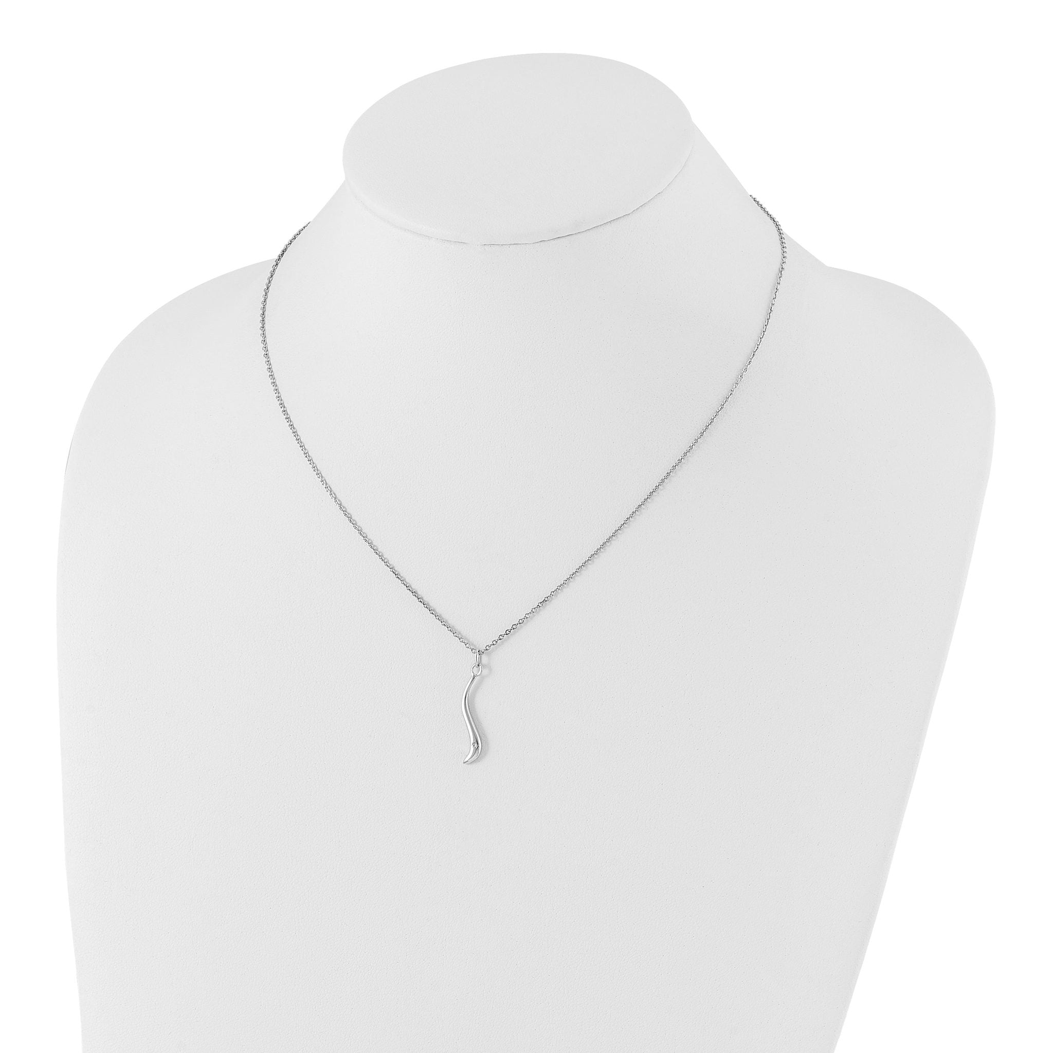 Sophia Jewelers Rhodium-Plated Sterling Silver Diamond Swirl Necklace Gift Ready