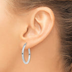 10k White Gold 2mm Square Tube Hoops
