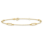 14K Polished and Diamond-cut Fancy 9in Plus 1in ext. Anklet
