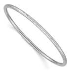 14K White Gold Diamond-Cut Slip-On Bangle with Polished Finish