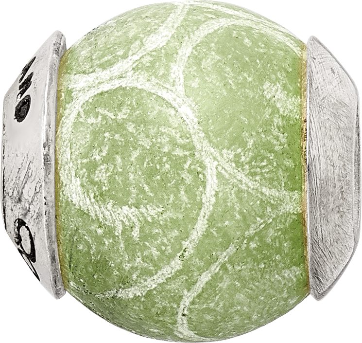 Sterling Silver 925 Jade Stone Bead with Polished Finish