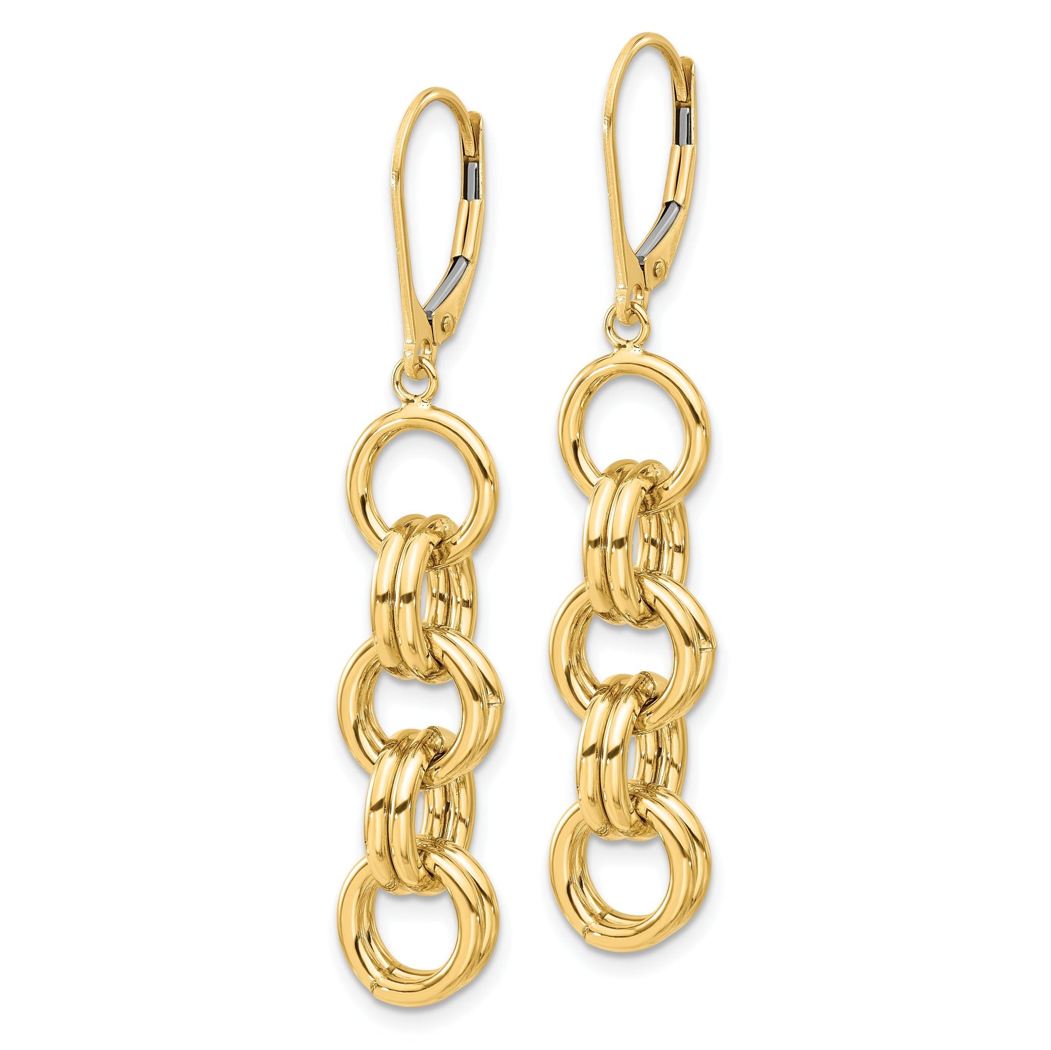 14K Polished Circle Links Dangle Earrings Secondary image