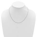 14K White Gold 1mm D/C Spiga 1in+1in Adjustable Chain