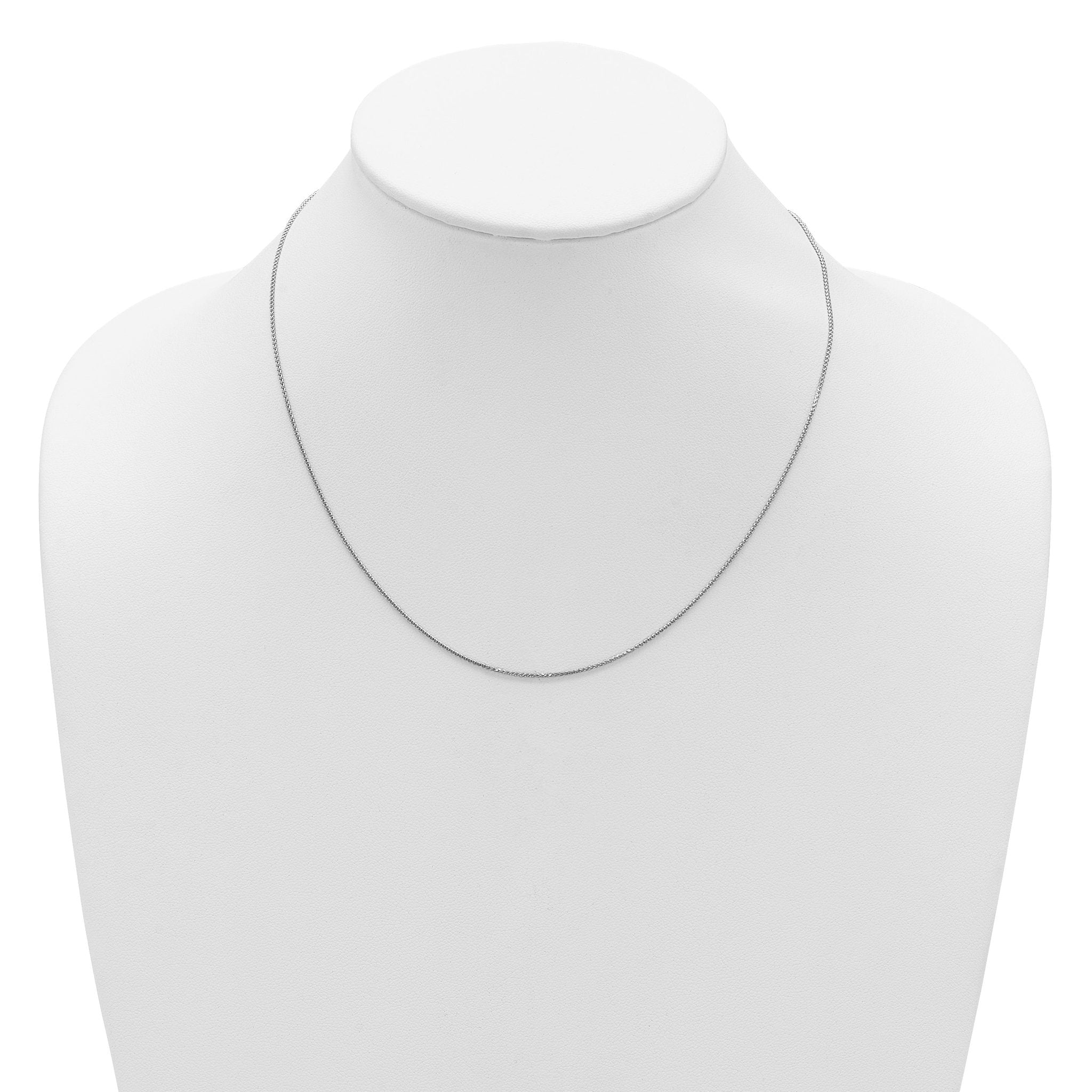 14K White Gold 1mm D/C Spiga 1in+1in Adjustable Chain