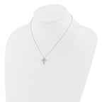 Sterling Silver Rhodium-plated CZ Cross 16in With 2in ext Necklace