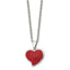 Chisel Stainless Steel Polished with Red Crystal Heart Pendant on a 22 inch Cable Chain Necklace