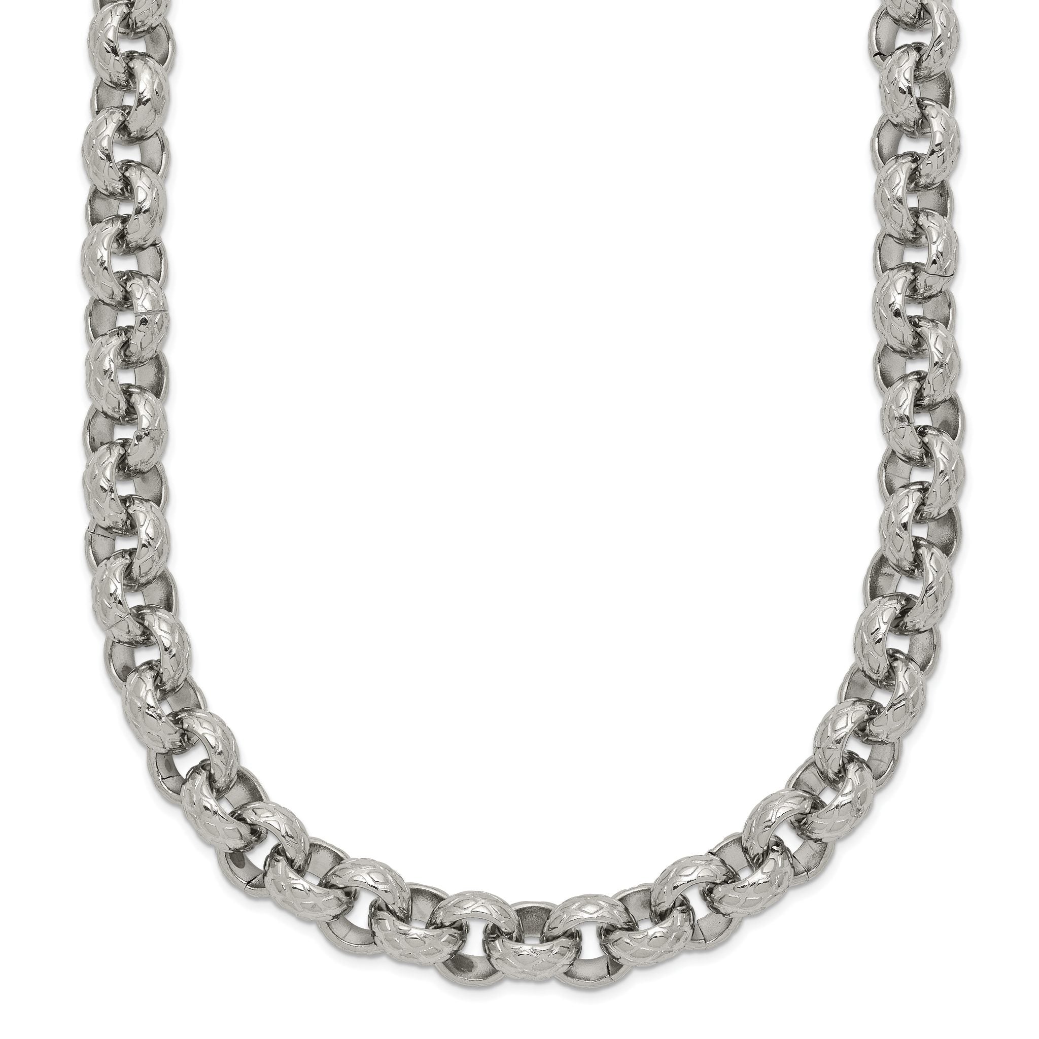 Chisel Stainless Steel Polished and Textured 24 inch Link Necklace Main image