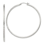 Sterling Silver 2mm Diamond Cut Hoop Earrings