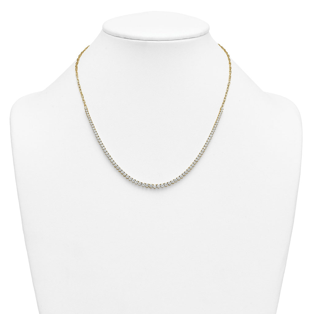 14k 4 carat Lab Grown Diamond VS+ F+ Complete 18 inch Fashion Tennis Necklace