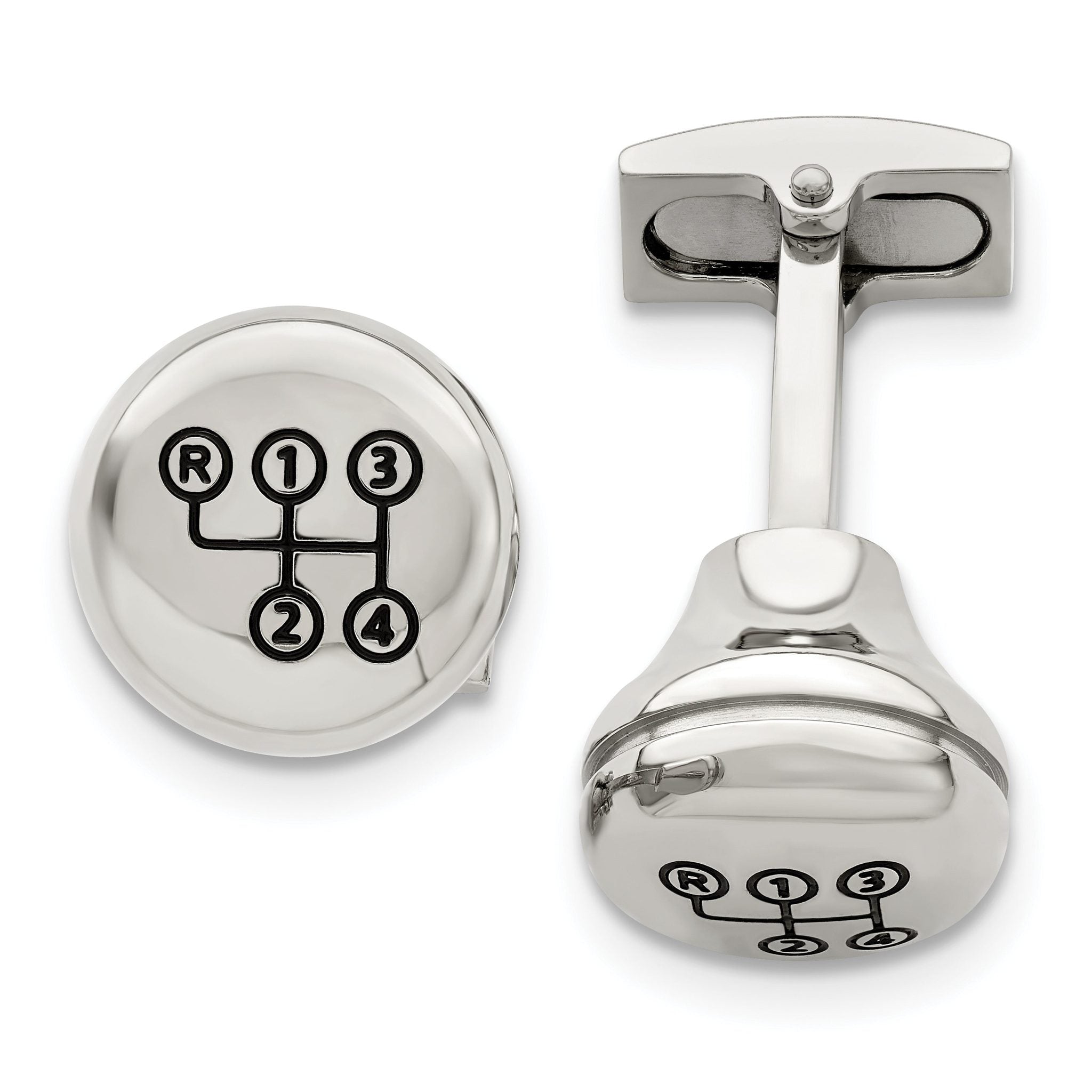 Stainless Steel Polished Stick Shift Cuff Links