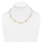 14K Polished and Dia-cut. Circle Station Paperclip Necklace