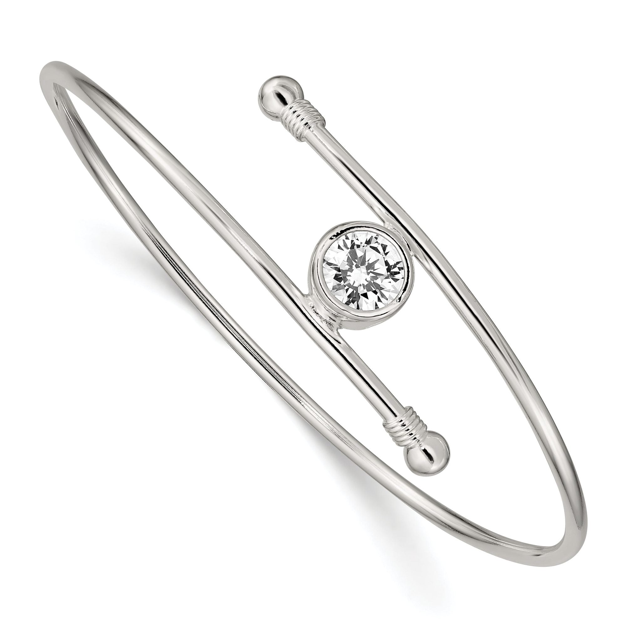 Sophia Jewelers 925 Sterling Silver CZ Bangle Polished Elegance for TimeleSterling Silver Style Main image
