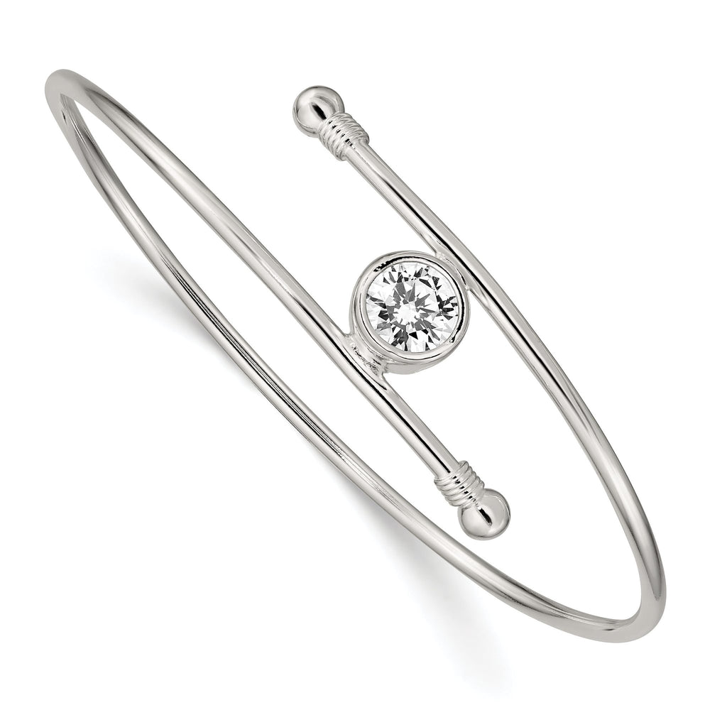 Sophia Jewelers 925 Sterling Silver CZ Bangle Polished Elegance for TimeleSterling Silver Style