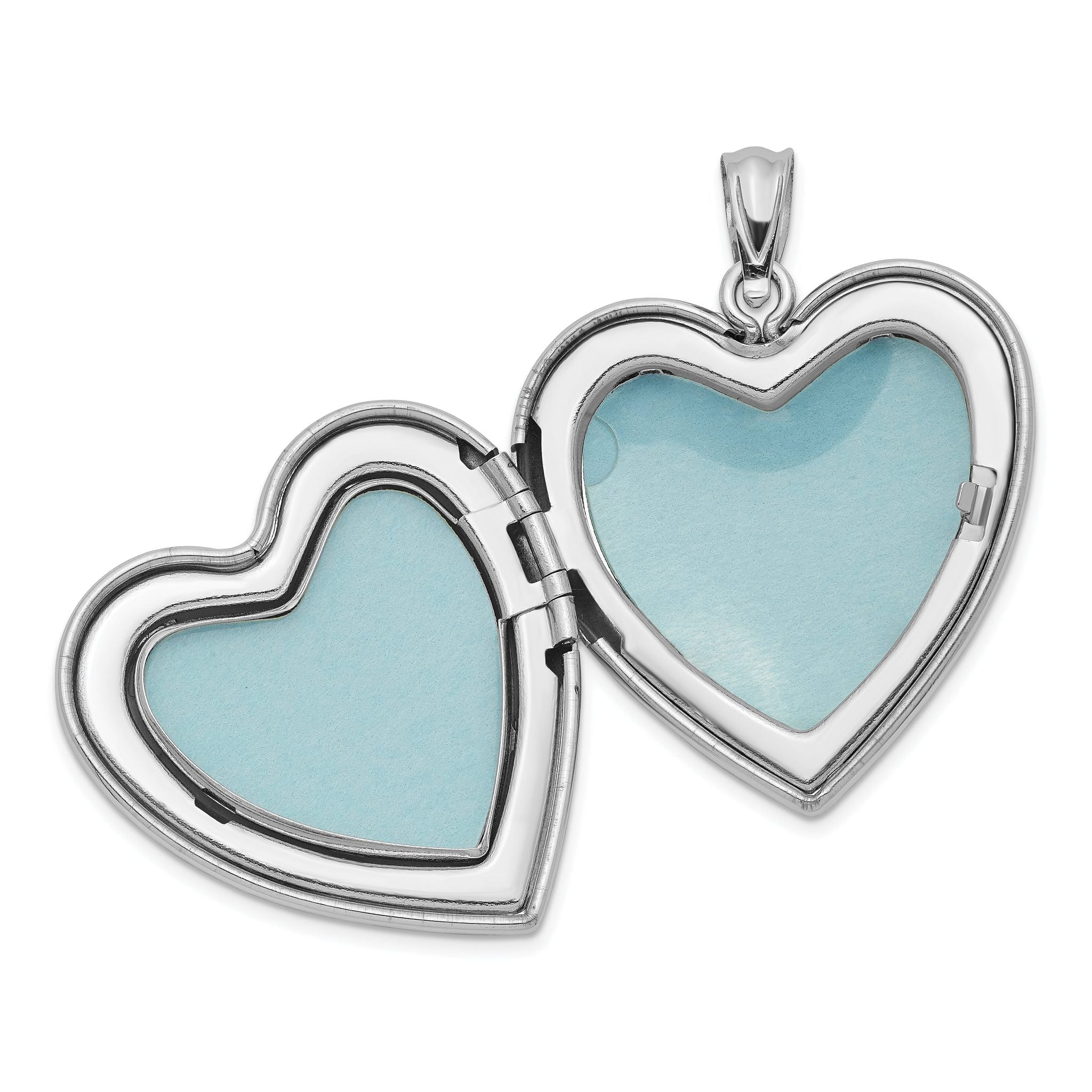 Sterling Silver Rhodium-plated 24mm Scrolled Heart Family Locket Secondary image