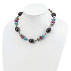 Sophia Jewelers Sterling Silver Natural Stone Women's Necklace Elegant Polished Finish