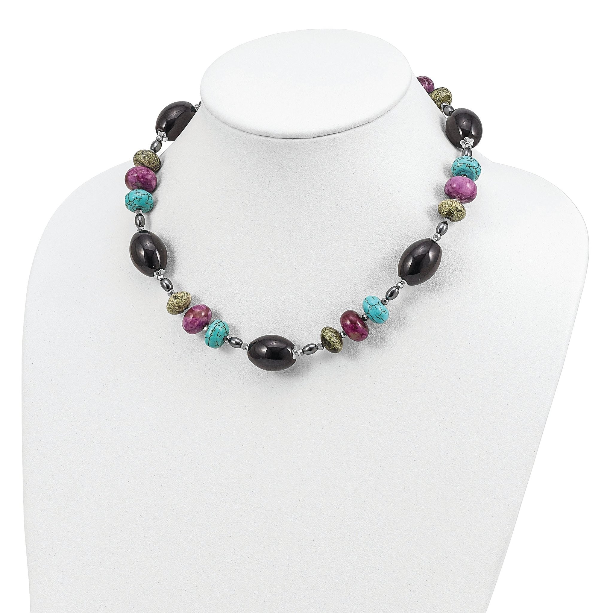 Sophia Jewelers Sterling Silver Natural Stone Women's Necklace Elegant Polished Finish