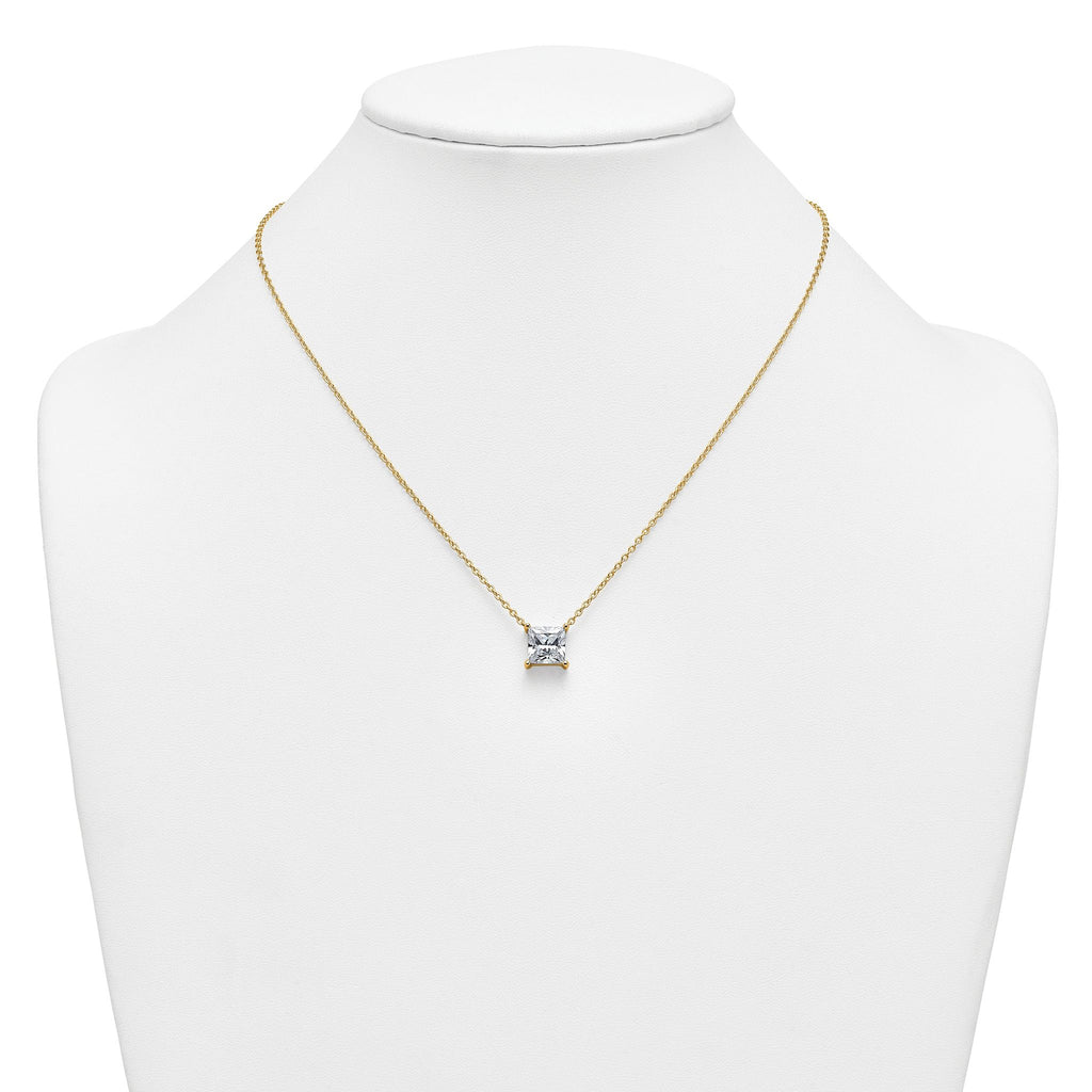 14k 4 carat Certified Lab Grown Diamond VS+ F+ Princess Complete Four Prong 18 inch Pendant Necklace