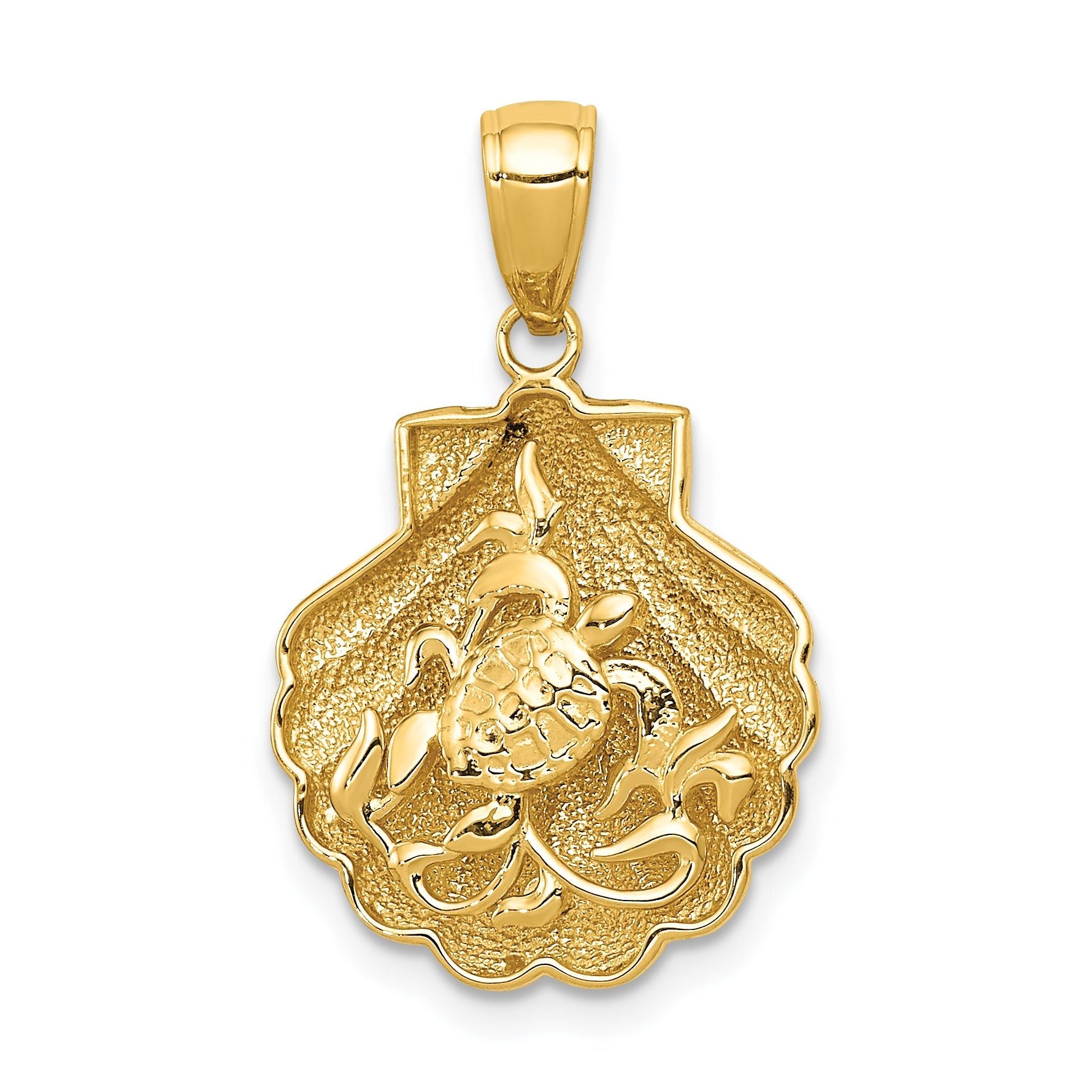 14K Gold Sea Turtle Pendant with Polished Finish and 3D Design Main image
