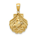 14K Gold Sea Turtle Pendant with Polished Finish and 3D Design