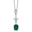 Sterling SilverRhodium-Rhodium-Plated Green and White CZ 16in With 2 Inch Extention Necklace