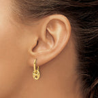 14K Polished/Dia-cut Mariner Bead Hinged Hoop Earrings
