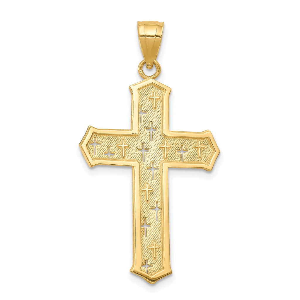10K Gold Passion Cross Pendant with Polished Solid Finish