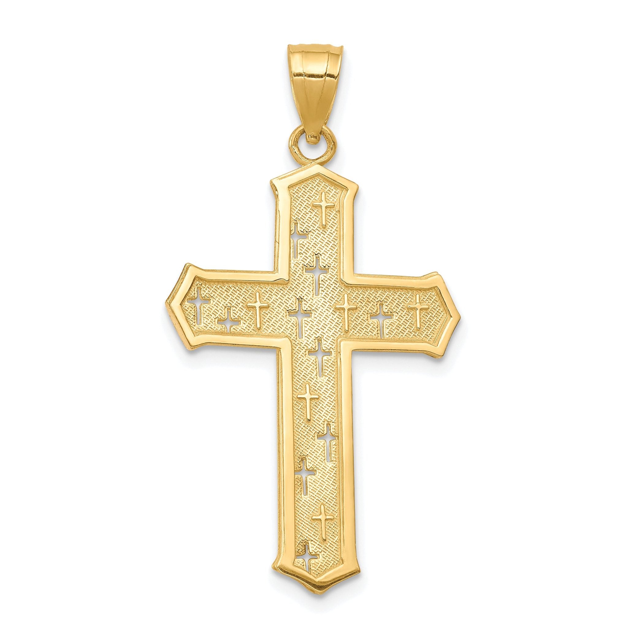 10K Gold Passion Cross Pendant with Polished Solid Finish