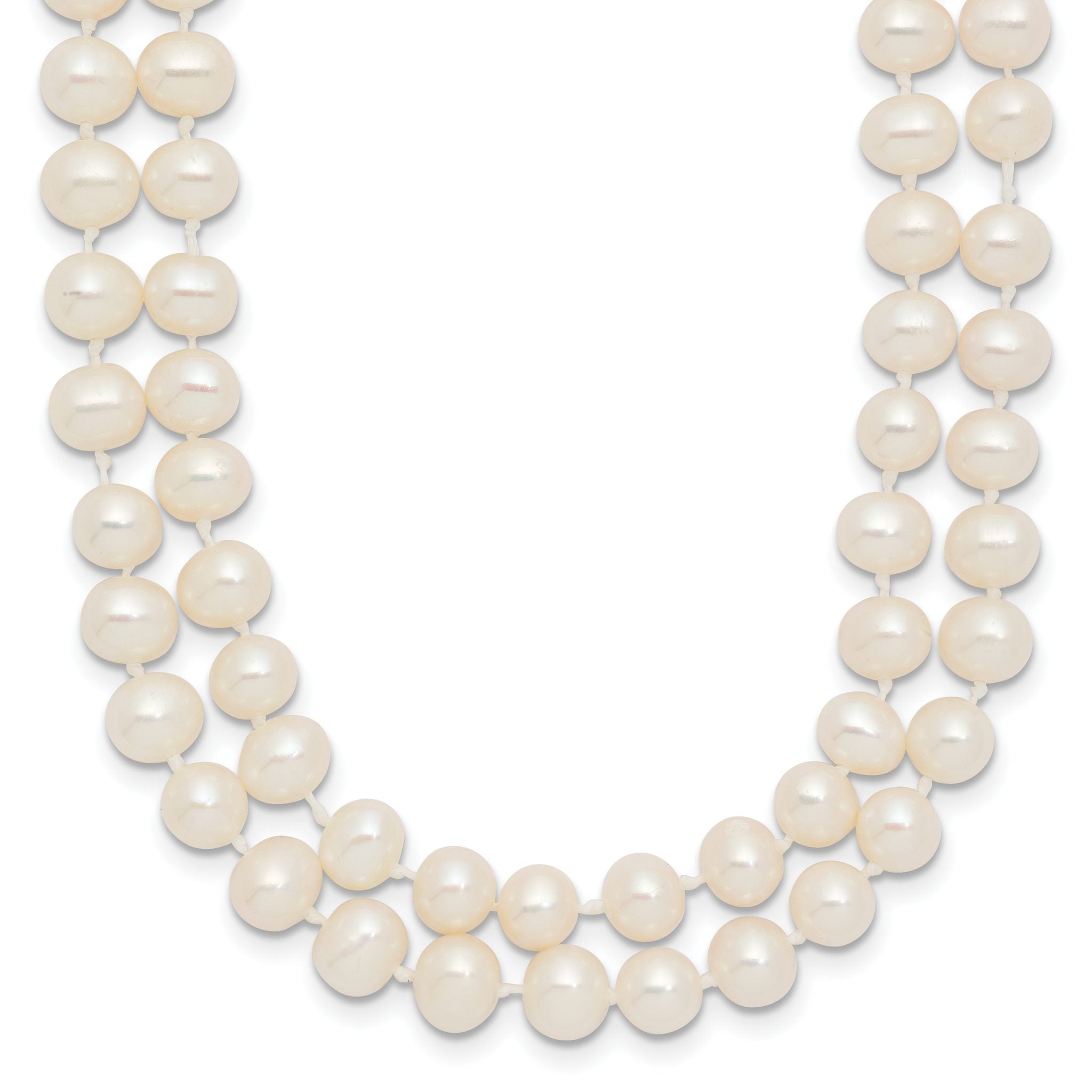 14k 5-6mm White Near Round Freshwater Cultured Pearl Double Strand 18 inch Necklace Main image