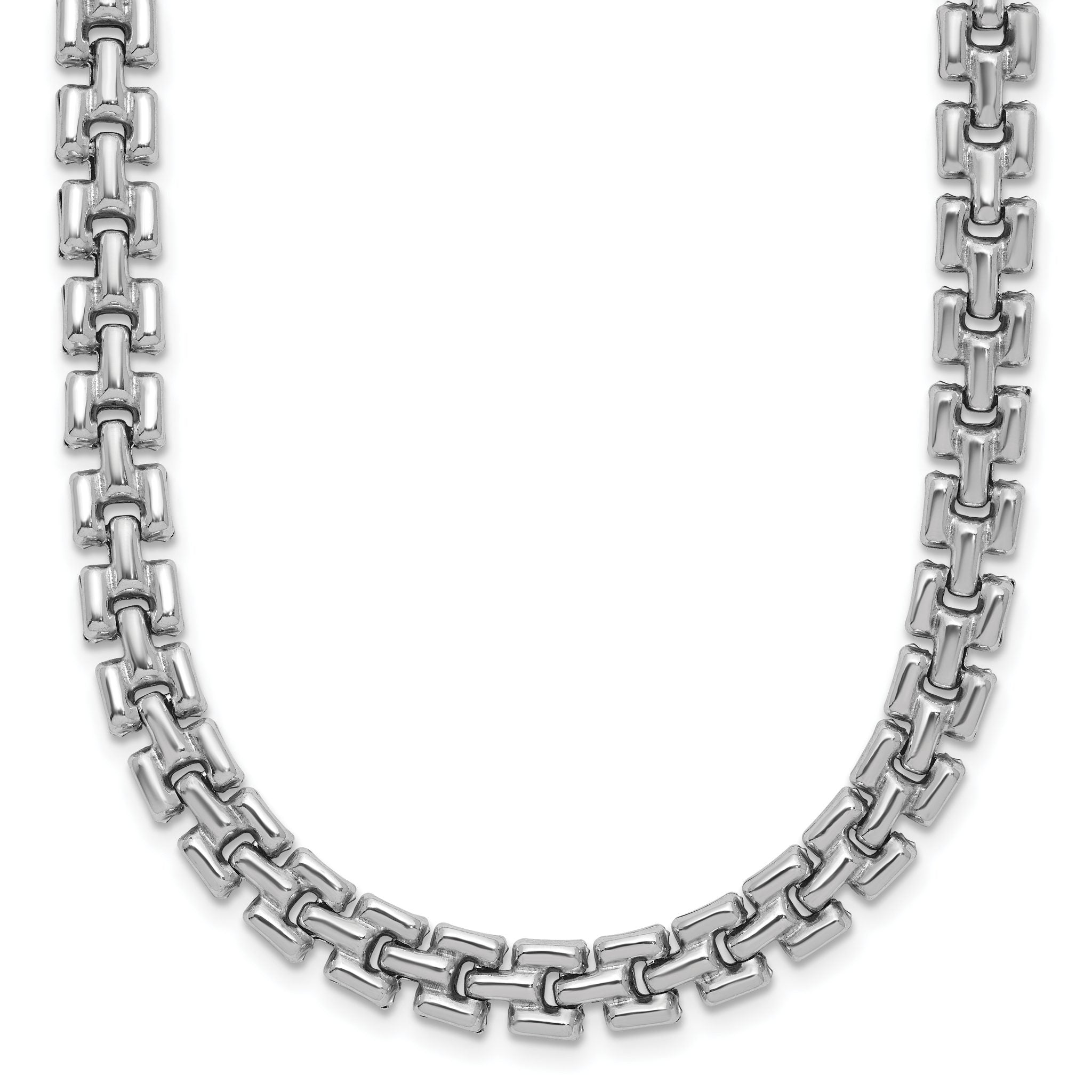 Sterling Silver Rhodium-Plated Polished Fancy Link Necklace