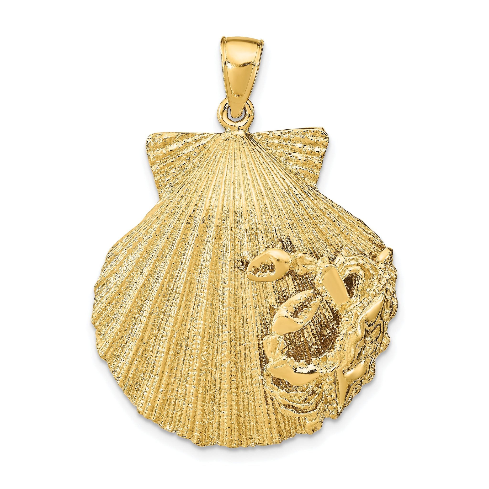 14k Scallop Shell with Crab Pendant Main image