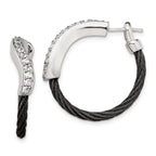 Edward Mirell Black Titanium & Argentium Silver Hoop Earrings with White Sapphires