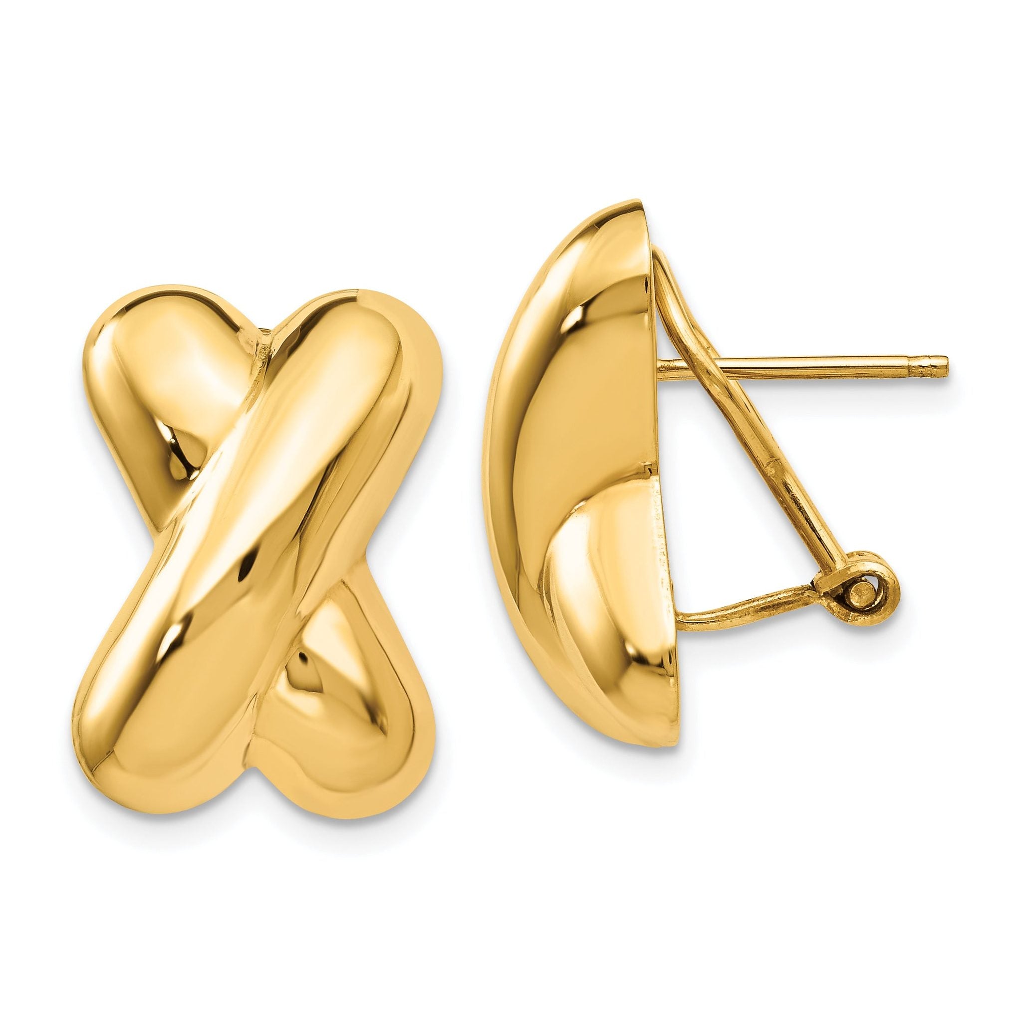 14k Polished X Omega Back Post Earrings Main image