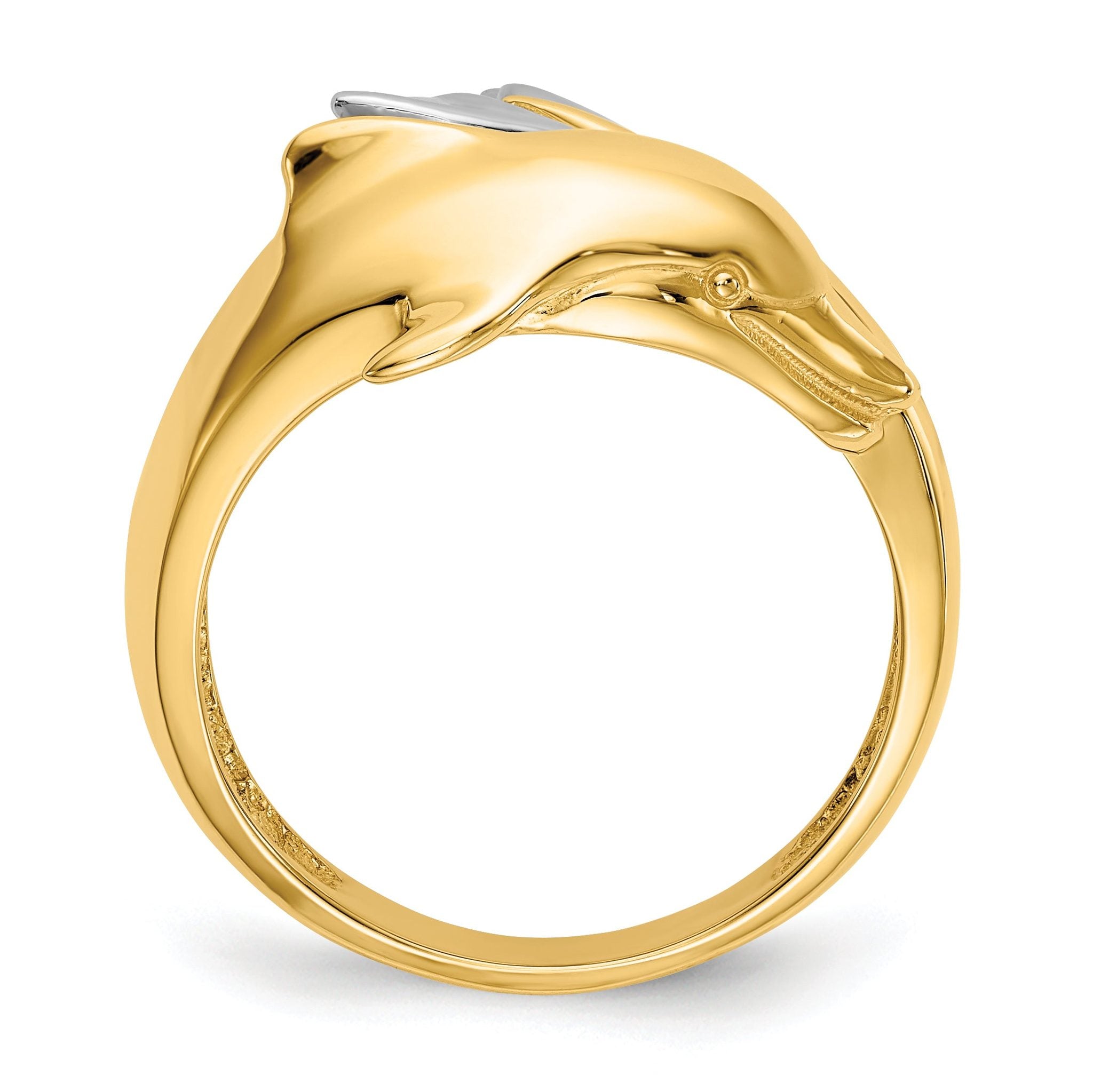 14k Two-tone Polished Dolphin Ring Secondary image