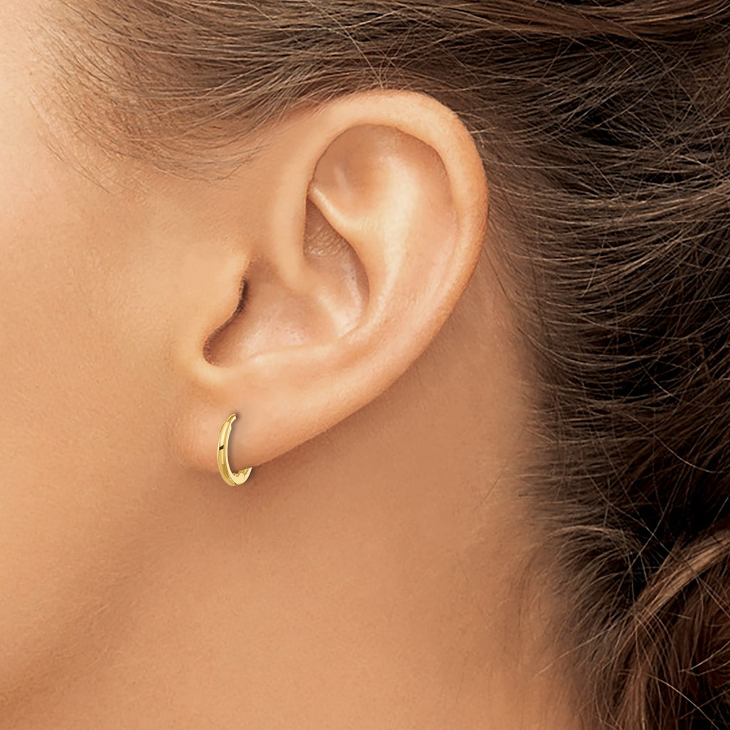 Polished Hinged Huggie Hoop Earrings in 14K Yellow Gold