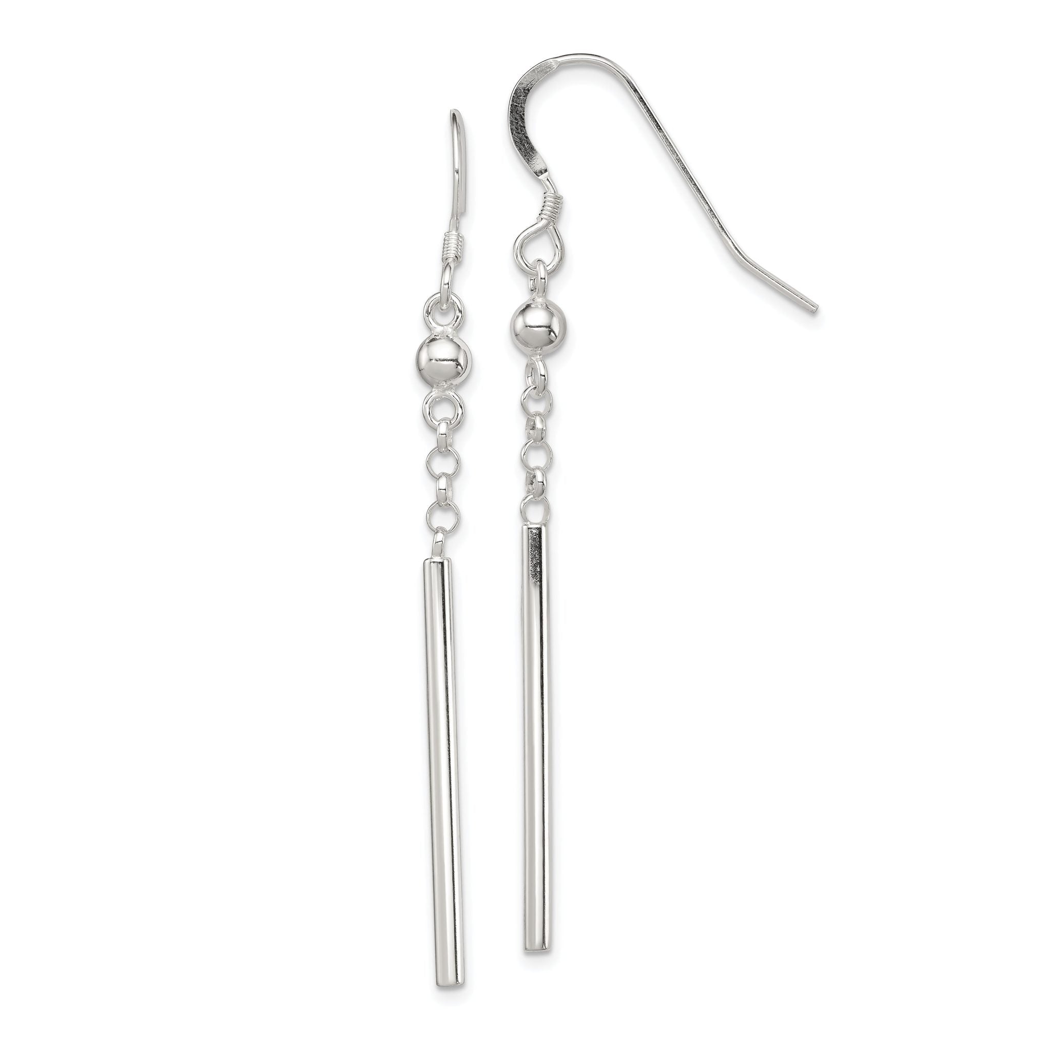 Sterling Silver Polished Fancy Bar Dangle Earrings Main image
