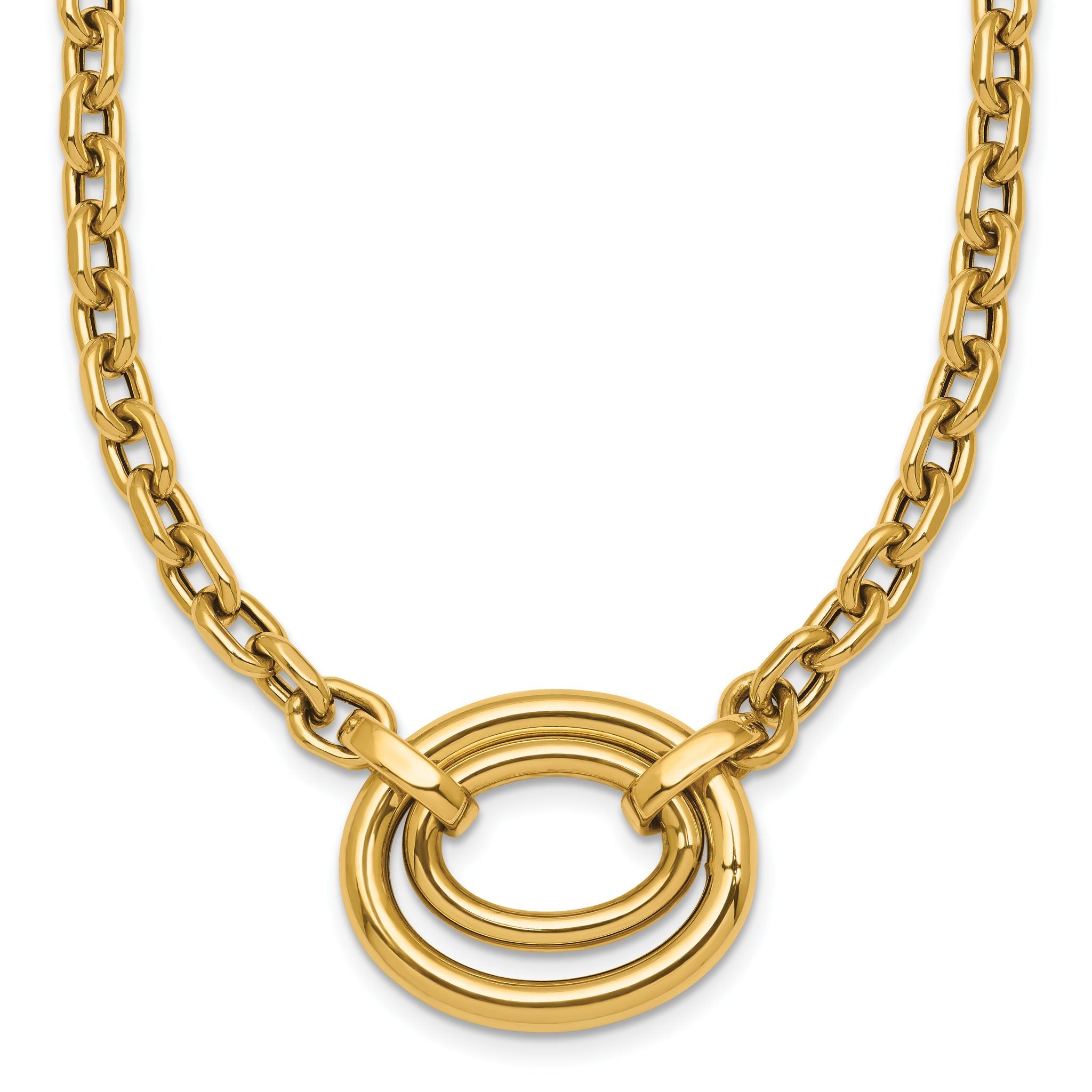14K Polished Double Oval 17.5 inch Fancy Necklace Plus 0.5 inch Extender Main image