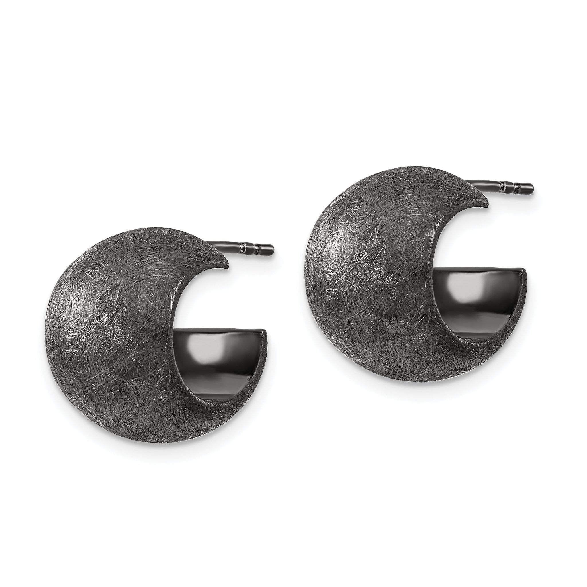 Sophia Jewelers Sterling Silver Black Ruthenium C-Hoop Earrings Textured Brushed Finish Secondary image