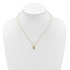 Sterling Silver Gold-tone Polished Mother of Pearl Heart and CZ Cross 14 Inch with 3 Inch Extension Children's Necklace