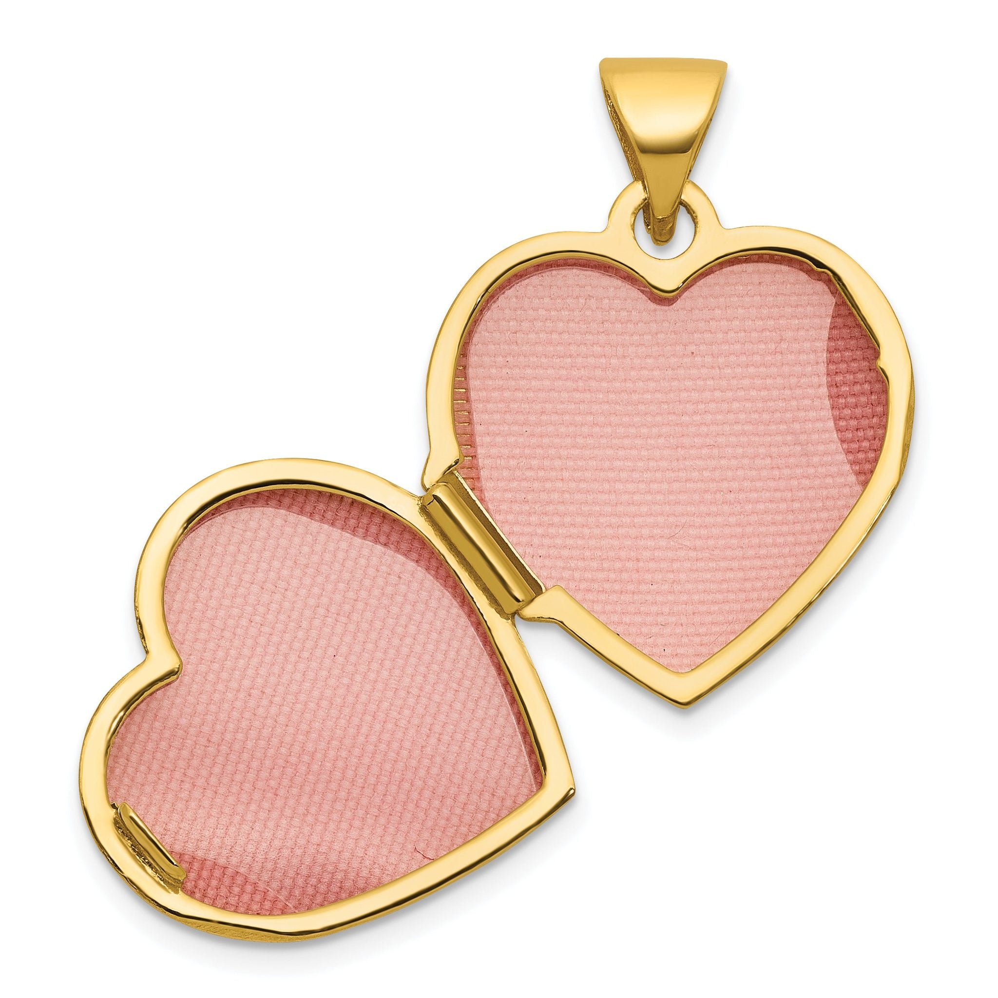 14k Polished Half Point Diamond Infinity Symbol 15mm Heart Locket