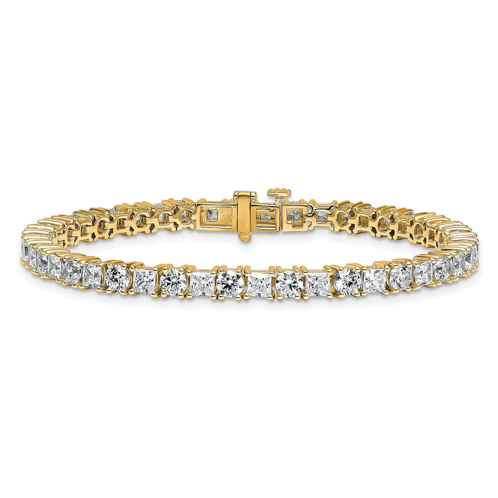 14k 10 carat Lab Grown Diamond VS/SI+ G+ Complete Princess and Round Tennis Bracelet