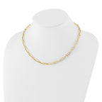 14K Polished and Textured Fancy Link Necklace