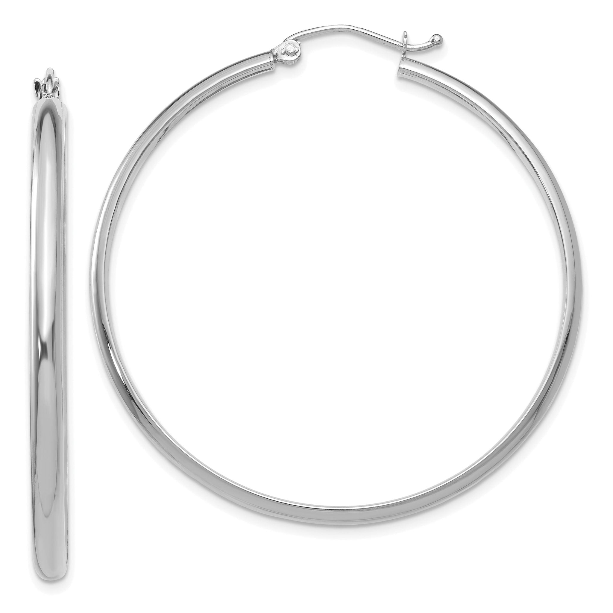 14k White Gold Polished Hoop Earring Main image