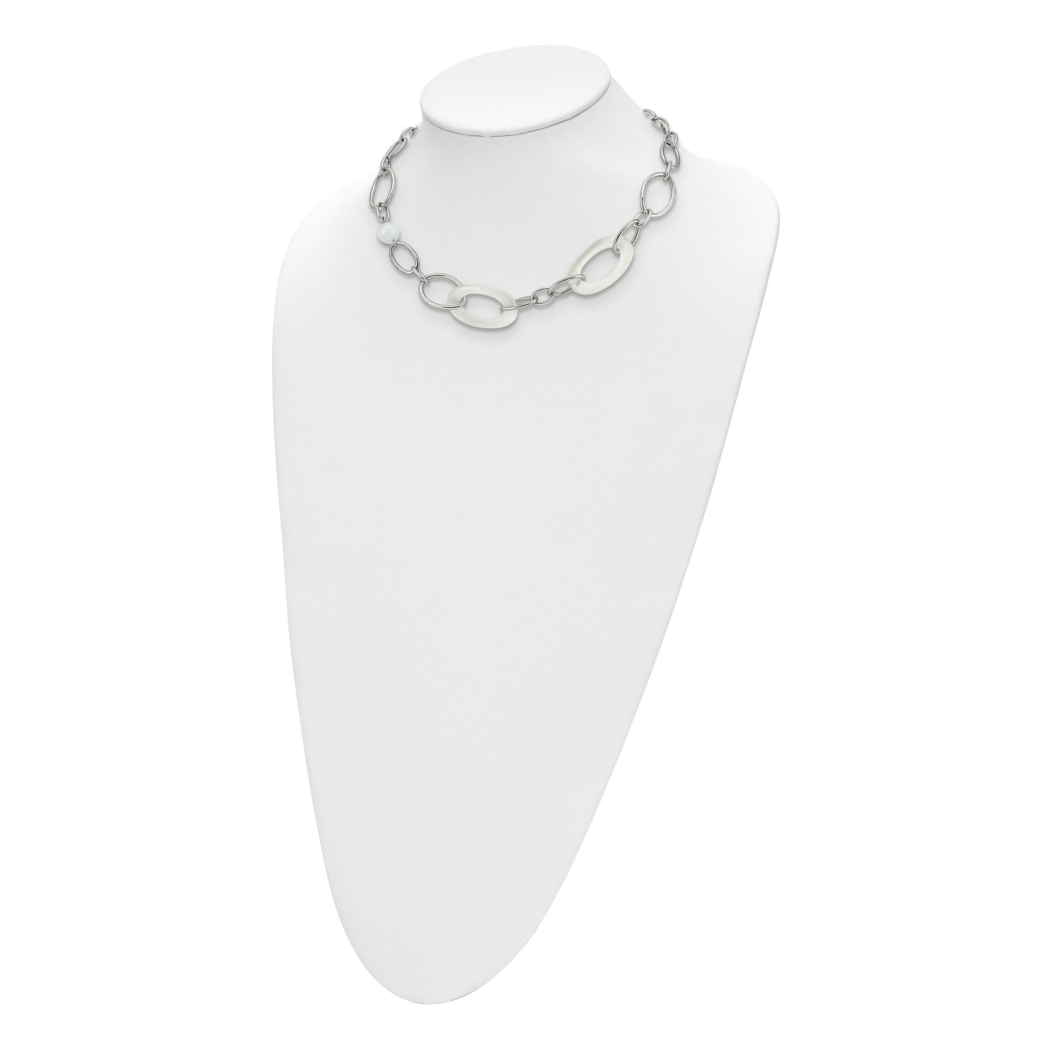 White Cat's Eye Necklace in Stainless Steel