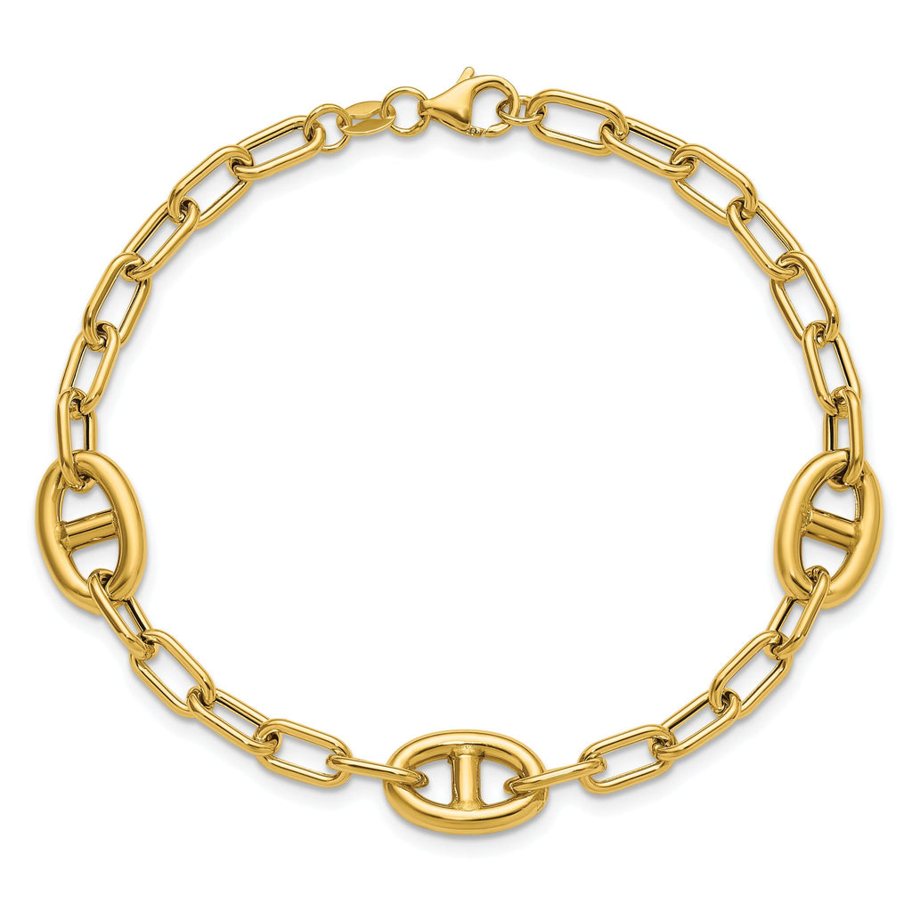 14K Polished Fancy Anchor Link Bracelet