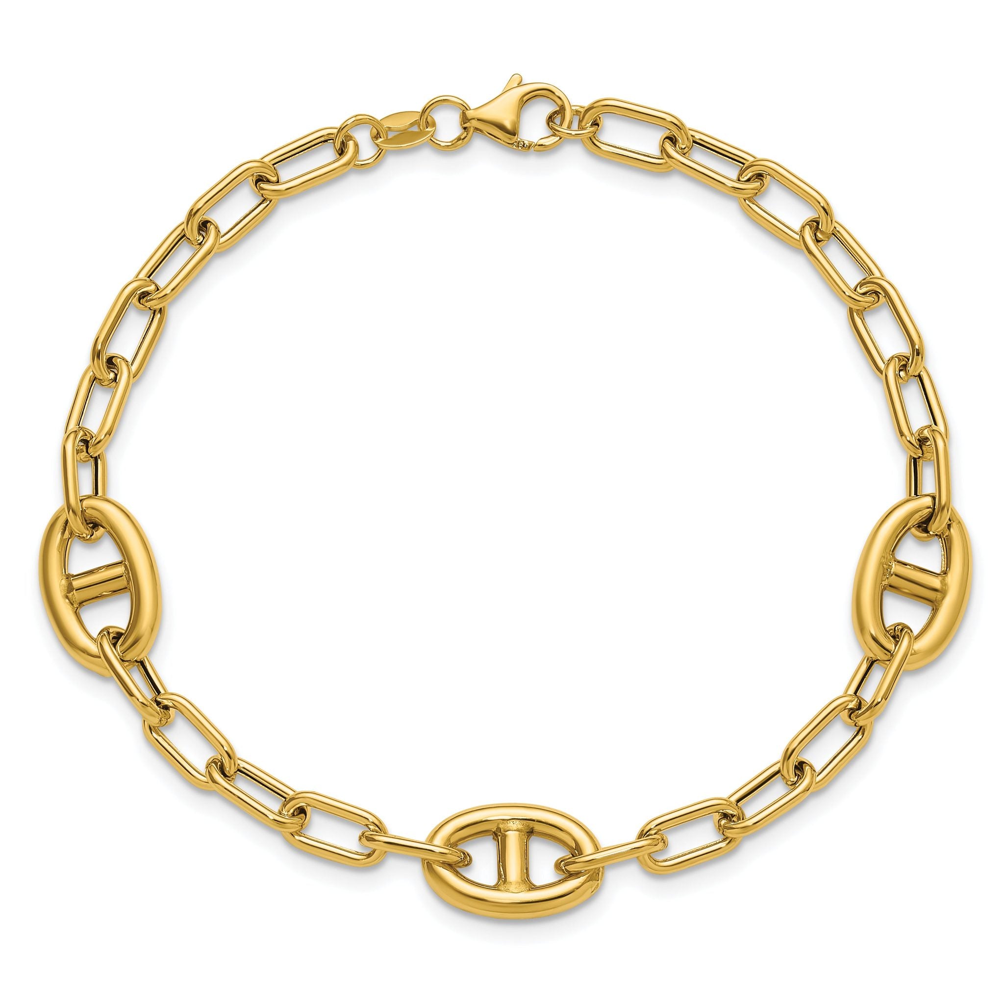 14K Polished Fancy Anchor Link Bracelet